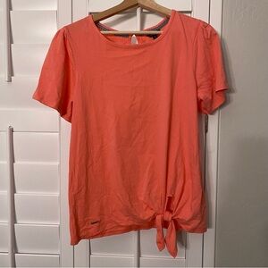 Nautica women’s tie front short sleeve cotton top MED pink